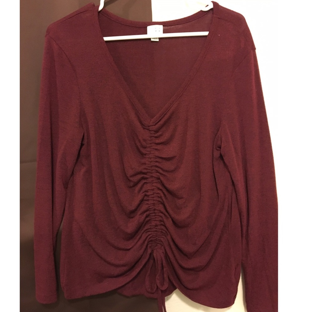 Maroon Front Ruched  Shirt